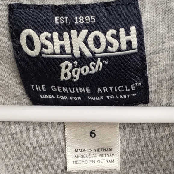 Kids OshKosh Grey / Camo Sleeve Jacket With Hood Size 6 - Picture 4 of 4